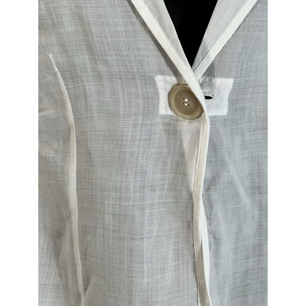 Brunello Cucinelli Jacket White Sheer Cotton M Ramie Solid Sleeves Light Cool - Picture 5 of 10